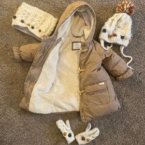 Zara Puffer Toddler Coat with Hat,scarf and gloves